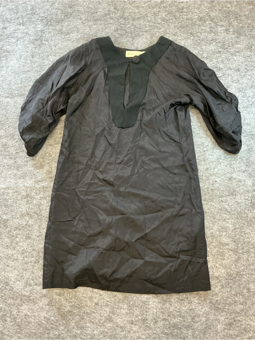 Graham and Spencer Black Pure Silk Dress with Keyhole Neckline Size P